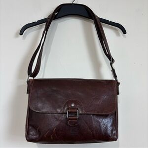 Jack Georges voyager Olivia Hand Stained Buffalo Brown Leather Crossbody Bag